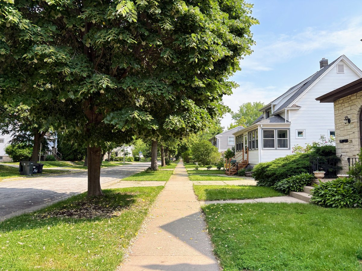 Residential neighborhood with family homes and mature trees